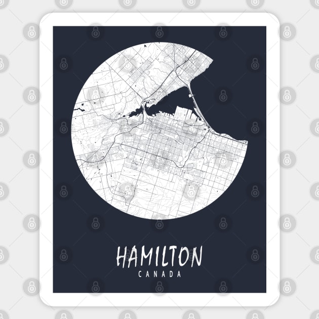 Hamilton, Canada City Map - Full Moon Sticker by deMAP Studio